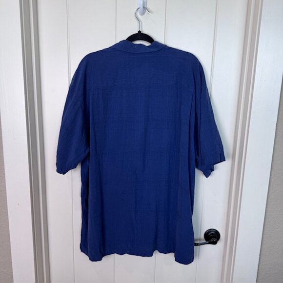 Tommy Bahama 100% Silk Blue Textured Short Sleeve Button Down Shirt Men’s XL - Picture 2 of 6